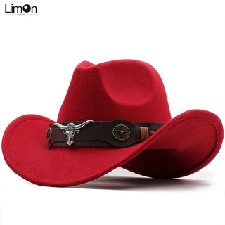 Feeeddi Đơn Giản Vành Mũ Len Jazz Mũ Phong Cách Anh Quốc Top Hat Bull Head Belt Màu Trơn Mũ Cao Bồi Phương Tây