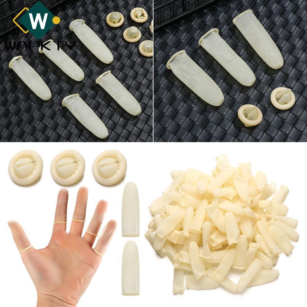 Wapkty 100 Chiếc Ngón Tay Trắng Cots Chống Trơn Trượt Đầu Ngón Tay Bảo Vệ Móng Tay Nghệ Thuật Dụng Cụ Găng Cao Su