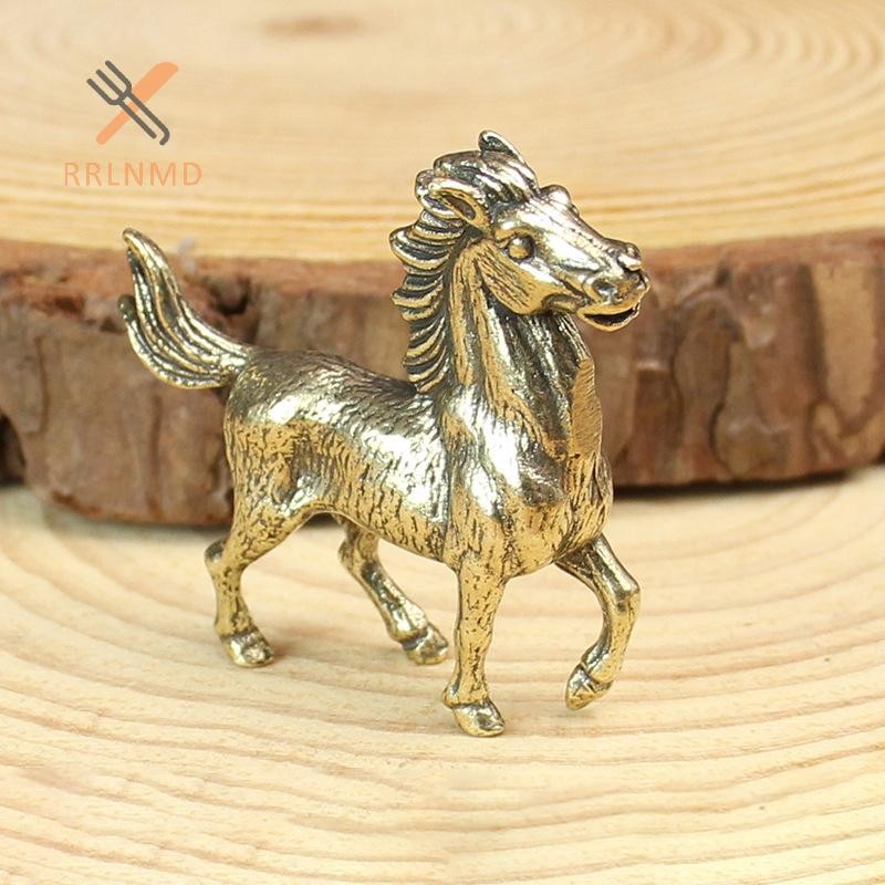 Rrlnmd Đồ trang trí động vật thu nhỏ cổ điển Tượng nhỏ bằng đồng thau cổ điển Động vật nhỏ Tượng để bàn Đồ trang trí nhà Phong thủy Trang trí thủ công MỚI