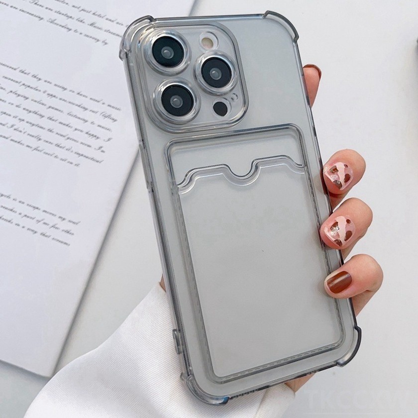 Vỏ chống sốc trong suốt bốn góc chống rơi đầy màu sắc có giá đỡ thẻ Vỏ điện thoại mềm cho OPPO A3X A3 Pro A80 A60 A79 A98 A78 A58 A38 A18 A17 A57 A17K A77 A77S A96 A76