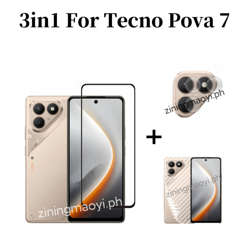 Tecno Pova 7 4G: Kính cường lực bảo vệ màn hình, ống kính camera và phim mặt sau
