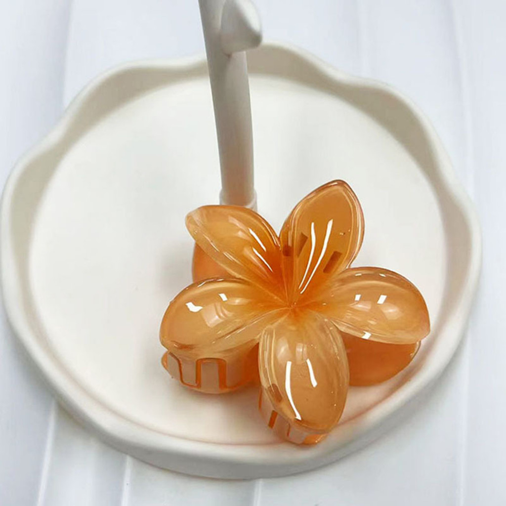 Nhựa Frangipani Tóc Móng Vuốt Kẹp Đuôi Ngựa Giá Đỡ Màu Gradient Cá Mập Kẹp Cho Nữ Và Bé Gái Sử Dụng Hàng Ngày