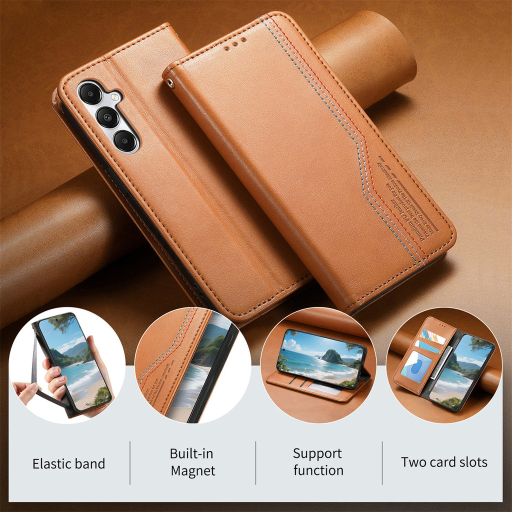 Retro Da Lật Ví Khe Cắm Thẻ Ốp Lưng Điện Thoại Samsung Galaxy S25 Edge Ultra S24 FE A55 A35 A25 A15 A05 A06 A16 A26 A56 A36