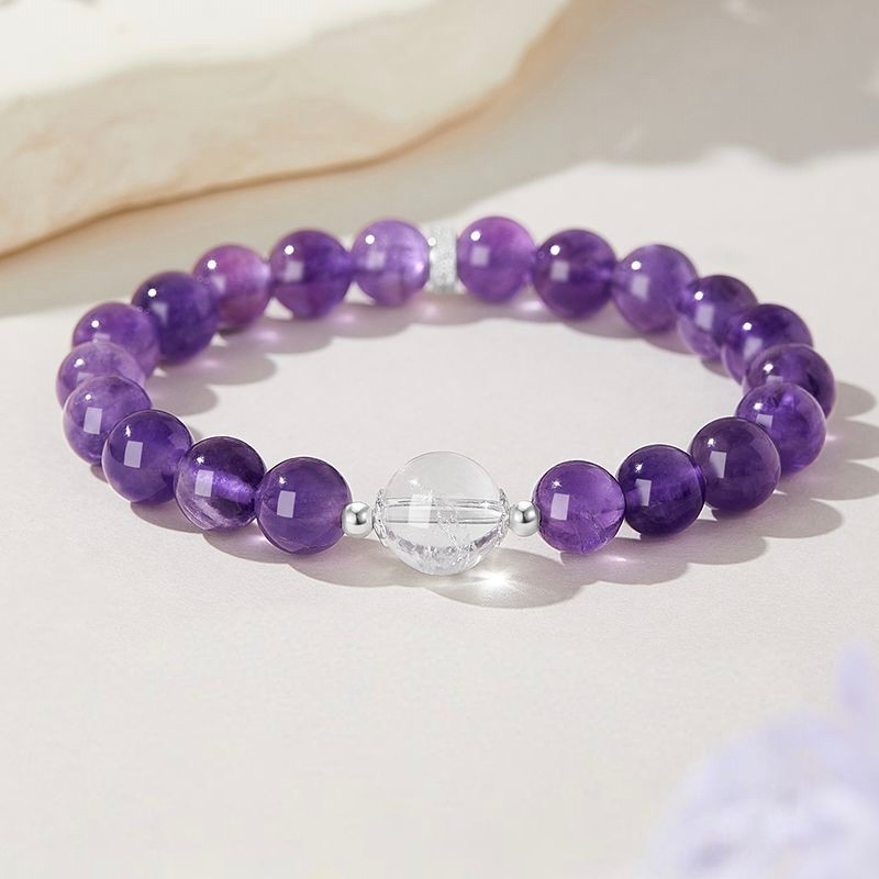 Vòng tay hạt thạch anh tím may mắn tự nhiên dành cho nữ Thiết kế mô phỏng với vòng tay thắt lưng pha lê FeelWhite cao cấp