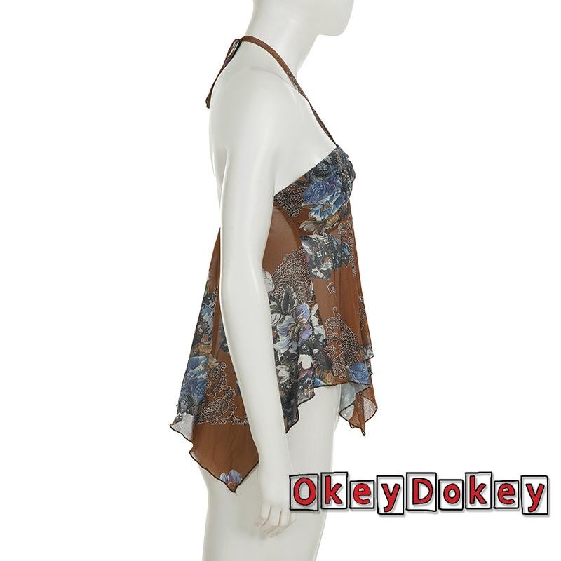 Áo Tank Tops Femle Vintage In Hoa, Mùa Hè Phù Hợp Dạo Phố