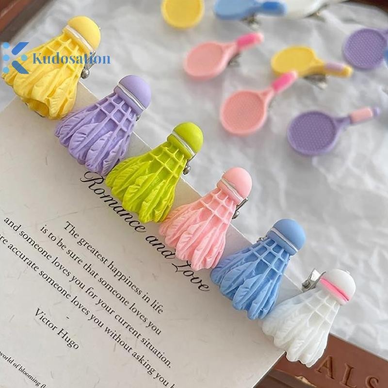 Kudosation Một Cặp Thể Thao Mùa Cầu Lông Vợt Kẹp Tóc Cá Tính Dễ Thương Nổ Kẹp Bé Gái Mũ Sáng Tạo Trẻ Em Phụ Kiện Tóc Đồ Trang Trí