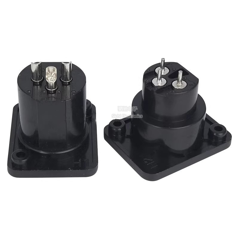 Canon đầu nối tín hiệu 3 chân, ổ cắm/ổ cắm nhựa, chân cong, pin thẳng, dùng cho thiết bị âm thanh