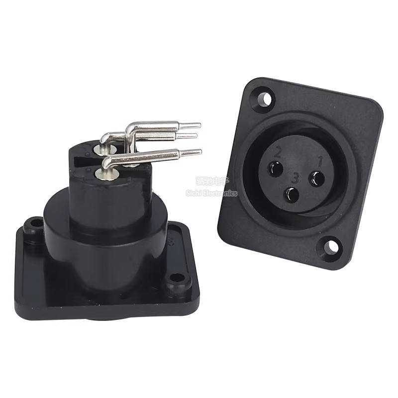 Canon đầu nối tín hiệu 3 chân, ổ cắm/ổ cắm nhựa, chân cong, pin thẳng, dùng cho thiết bị âm thanh