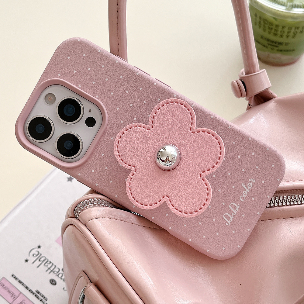 Dopamine Giá Đỡ Hoa Chấm Bi Da Điện Thoại Cho iPhone 17ProMax 16Plus 15 14 13 12 11 Vỏ Bảo Vệ Chống Sốc