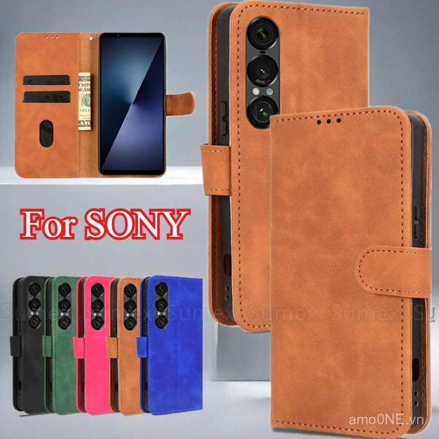 Ốp da lật cho SONY Xperia 1/5/10 II III IV V VI VII 5G, chống sốc, chống rơi, giá đỡ đứng, ví từ tính