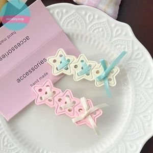 Sund Phong Cách Hàn Quốc Ngọt Ngào Mát Sao Ruy Băng Nơ Dễ Thương Tươi Barrettes Cho Bé Gái Thời Trang Gãy Bên Kẹp Y2k Phụ Kiện Tóc VN