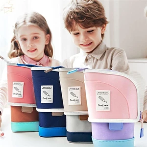 Túi đựng bút chì có thể thu vào AWNGD, Bút chì đứng 2 trong 1 dọc, Hộp đựng bút sinh viên di động dễ thương Giá đỡ đồ dùng để bàn