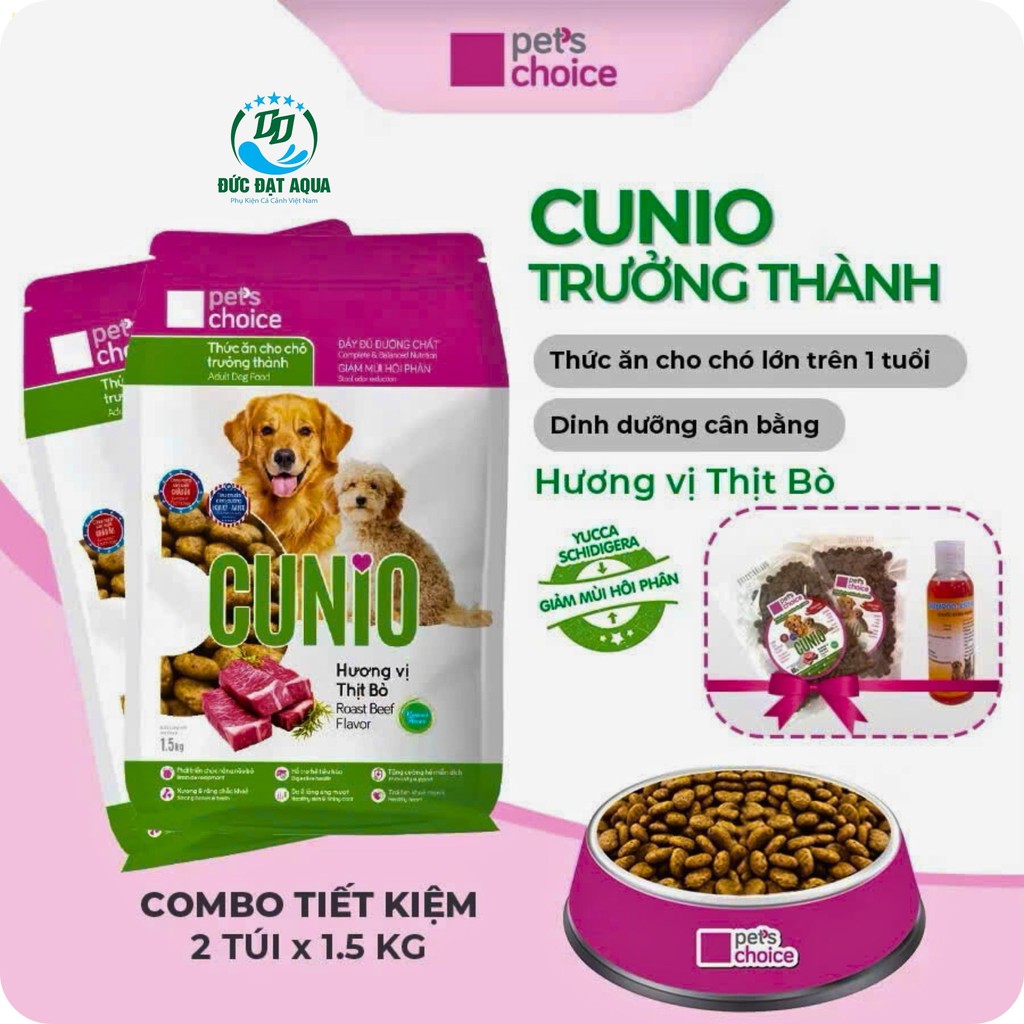 thức ăn Chó trưởng thành CUNIO 1.5kg Combo 1 túi và 2 túi  cung cấp dinh dưỡng cho Cún phát triển 2