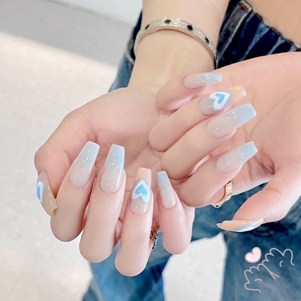 24 Chiếc Móng Tay Giả Nhiều Màu Sắc Gradient Bộ Móng Tay Có Dụng Cụ Dính Trang Trí Tay Móng Tay Nghệ Thuật