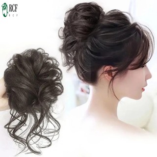 Lọn bun tóc mảnh scrunchie xoăn sóng, đuôi ngựa mở rộng tóc donut chignon