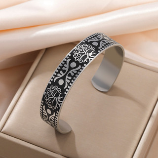 Vòng tay thép không gỉ phong cách dân tộc Skyrim vintage, chiều rộng 14 mm, phù hợp cho cả nam và nữ
