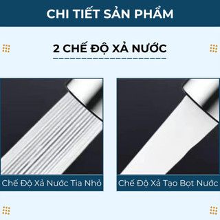 Vòi Nối Dài Tăng Áp Xoay 360° 2 Chế Độ Xịt – Lõi Van Inox Chống Gỉ | 360° Rotating Faucet Extension, 2 Spray Modes