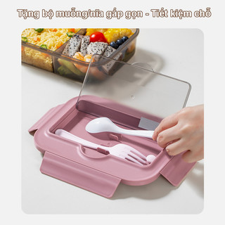 Hộp Cơm Văn Phòng Cao Cấp - 1400ml, dùng được cho lò vi sóng, Mang theo đồ dùng của riêng bạn