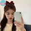 Kẹp Tóc Nhung Đen Đỏ Có Nơ Cho Bé Gái Và Phụ Nữ, Perfect Cho Năm Mới Và Thu Đông