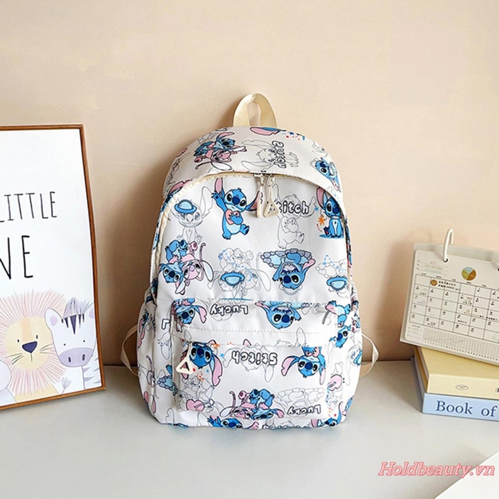Ba lô in hình Stitch dành cho nữ và bé gái Dung tích lớn Nhiều túi Túi đi học dễ thương