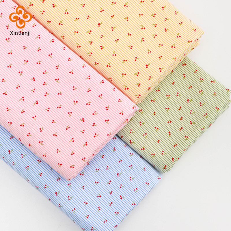 Anh Đào Nguyên Chất Cotton Vải Sọc Hoa Cotton Quần Áo Cho Bé Phong Cách Mục Vụ Mùa Hè Váy Quần Áo Handmade Tự Làm Vải 50x160cm TJ10542