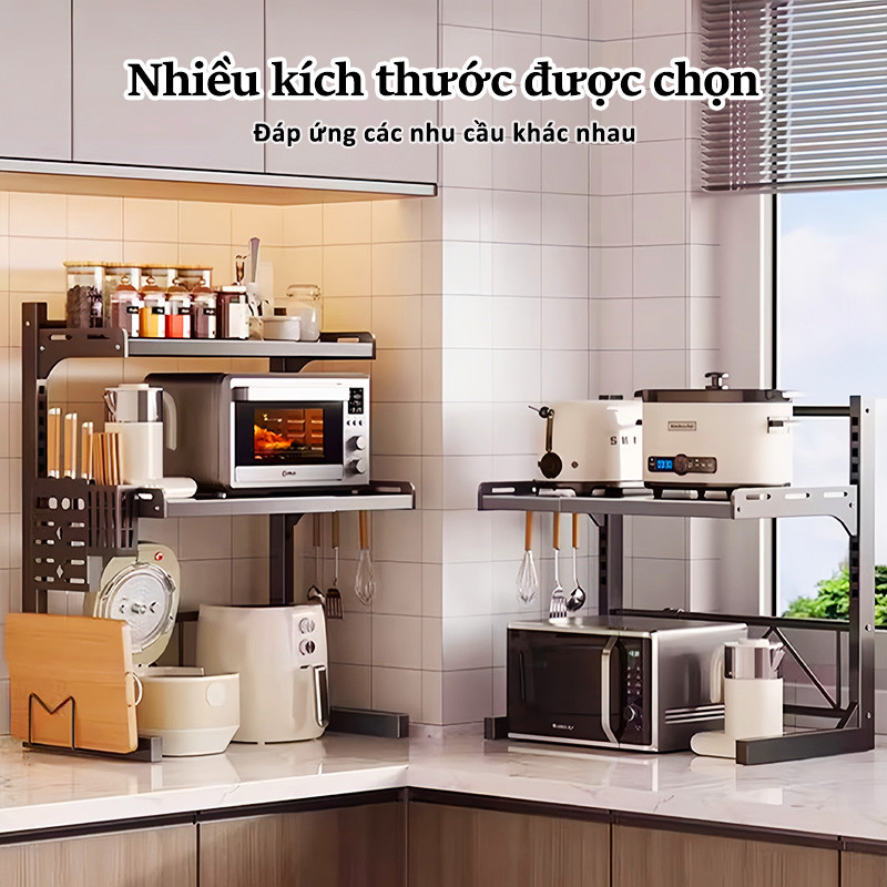 Lifinity Kệ Đa Năng Để Lò Vi Sóng Inox 2-3 Tầng - Có Thể Điều Chỉnh Khoảng Cách Tầng, Tích Hợp Ngăn Gia Vị Thông Minh