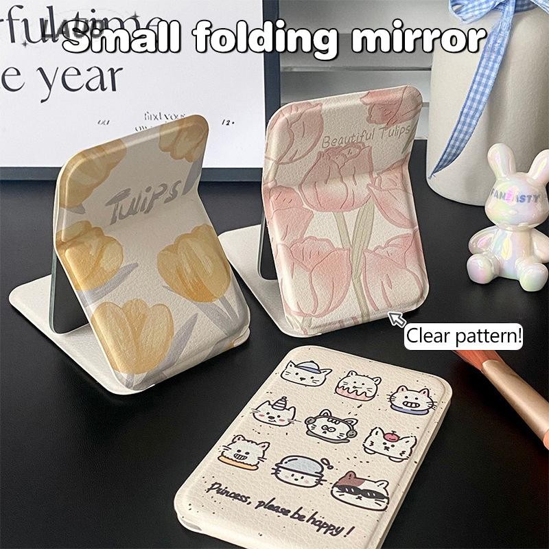 Springevenstar Máy Tính Để Bàn Gương Trang Điểm Màu Trơn Da Đơn Giản Di Động Cầm Tay Gương Trang Điểm Có Thể Gập Lại Học Sinh Nhỏ Gọn Dễ Thương Bỏ Túi Gương Springevenstar