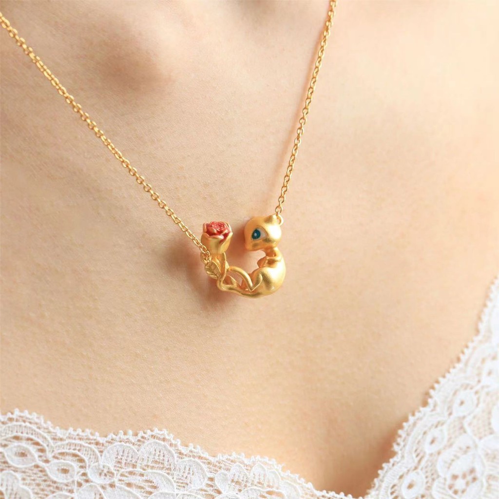 Vòng cổ mạ vàng Niche Pokémon Super Dreamy Pokémon nguyên bản Mặt dây chuyền Pokemon tráng men thủ công