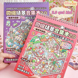 【BabyJoy】Bộ Sưu Tập Các Cảnh Thu Nhỏ,Sticker 3D Dòng Động Vật Nhãn Dán PET,Sổ dán ảnh Dễ Thương