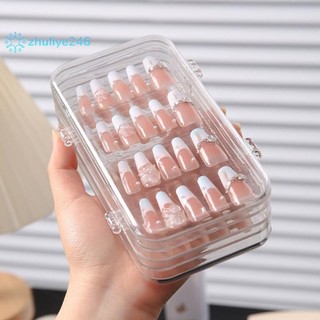 Hộp đựng móng giả ba ngăn bằng nhựa trong suốt kèm giá đỡ trưng bày