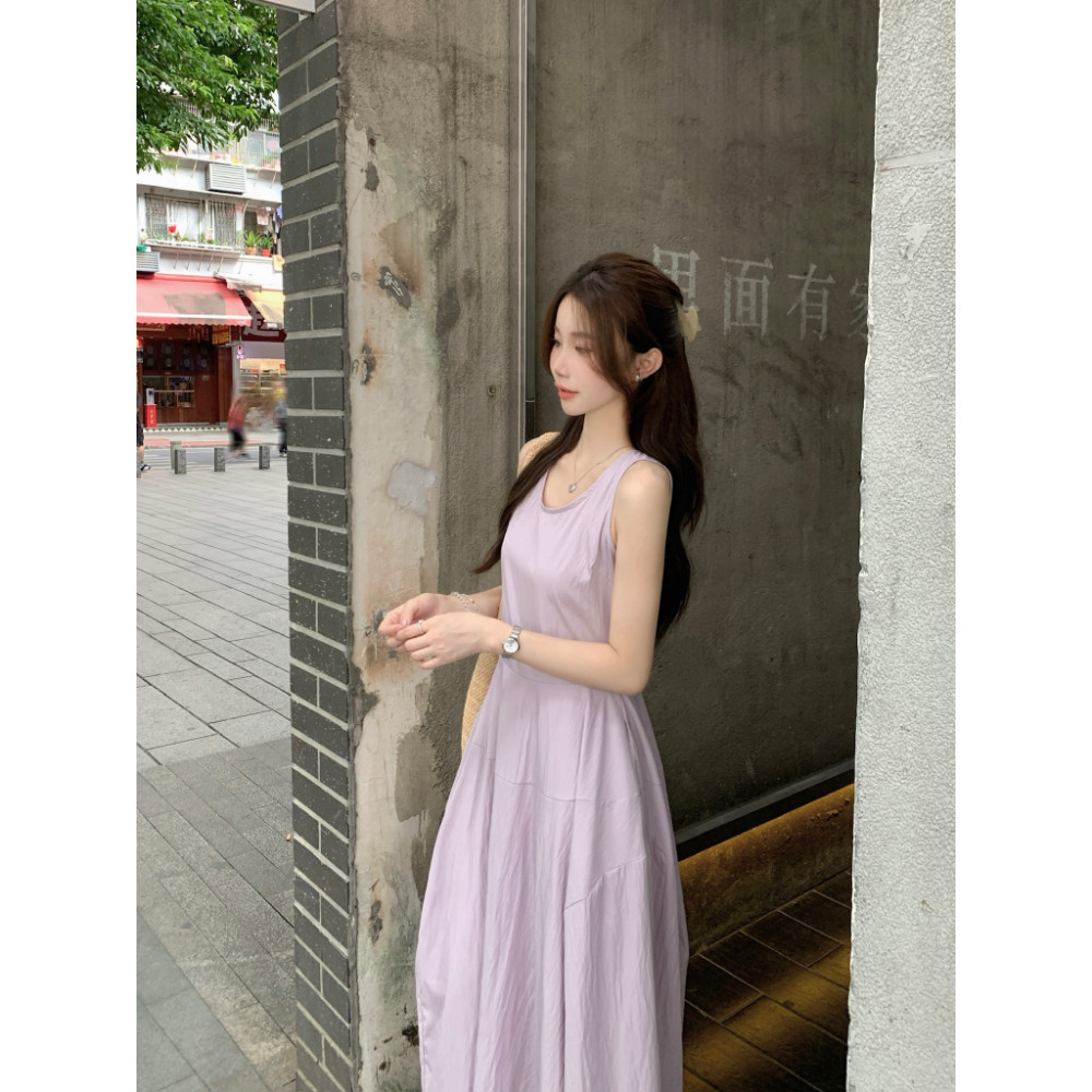 SUXI Váy không tay cổ tròn phong cách Hàn Quốc mới mùa hè 250808
