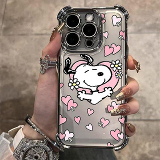 Ốp Điện Thoại Cho OPPO A78 A38 A18 A17 A16 A15 A15S A3 PRO A76 A96 A57 2022 A54 A58 A52 A72 A92 A53 A33 2020 Bao Túi Khí Dễ Thương Snoopy Rõ Ràng Hoạt Hình Mạ Mềm Mạ Điện