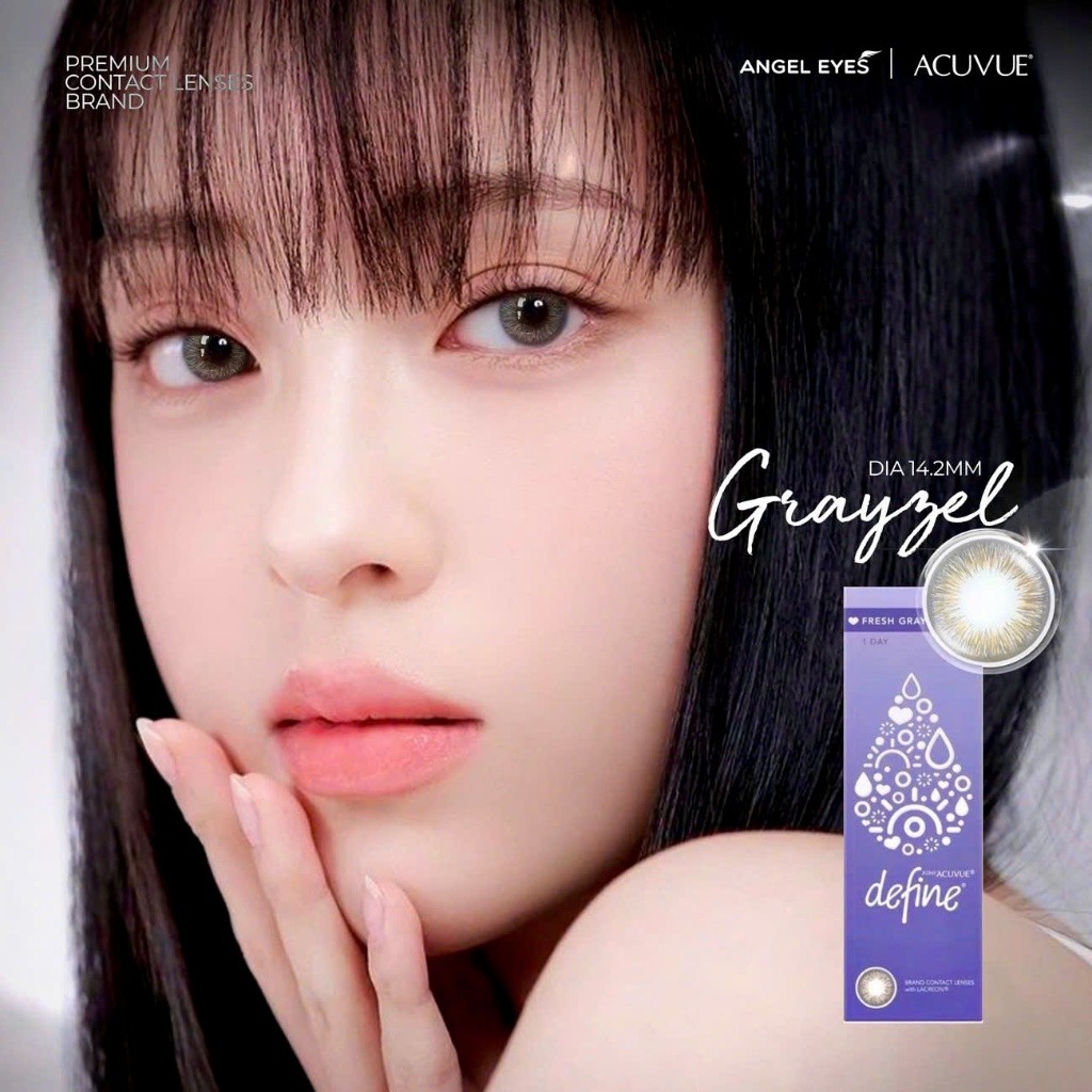 Kính áp tròng 1 ngày màu xám tự nhiên Grayzel - ACUVUE Define Angel Eyes  độ cận 0-9 giãn nhẹ 14.2mm