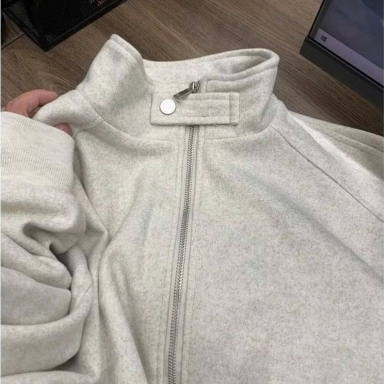 Áo Khoác Cổ Cao Khuy Bấm KCloset Áo Bomber Da Lộn Dày Dặn Nam Nữ NA524