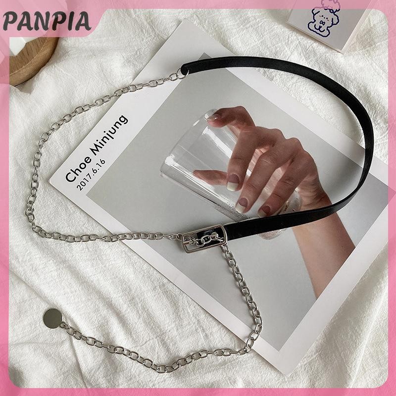 PNPIA-Thin Thắt Lưng Nữ Dây Xích Kim Loại Da Đen Nối Dây Áo Sơ Mi Hợp Thời Trang Trang Trí Phù Hợp Với Phù Hợp Với Tất Cả Trận Đấu Áo Sơ Mi Dây Xích