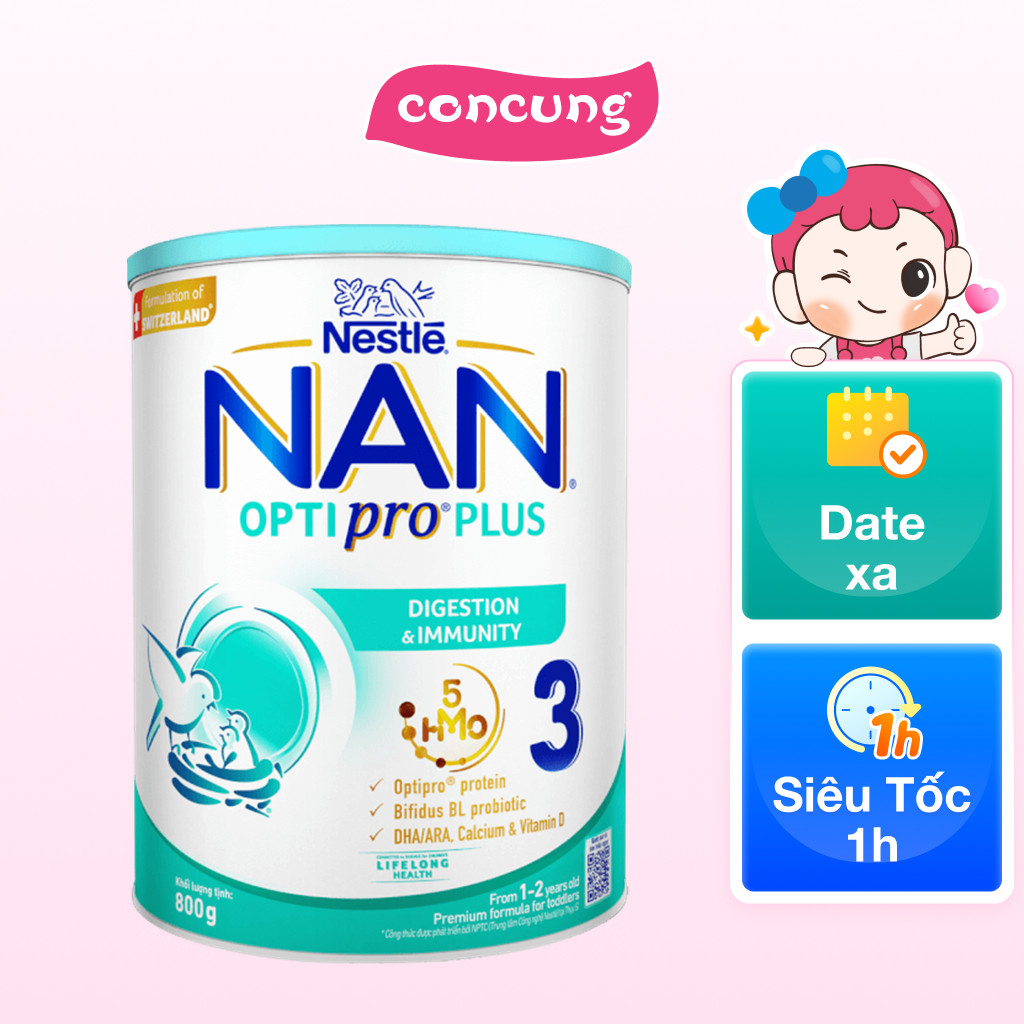Sản phẩm dinh dưỡng công thức Nestle Nan Optipro Plus 3 800g | Shopee ...