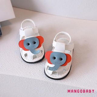 MG-Baby Girls Boy Squeaky Sandals Mùa Hè Voi Dễ Thương Chống Trơn Trượt Ngón Chân Đế Mềm Giày Đi Bộ Cho Bé Tập Đi