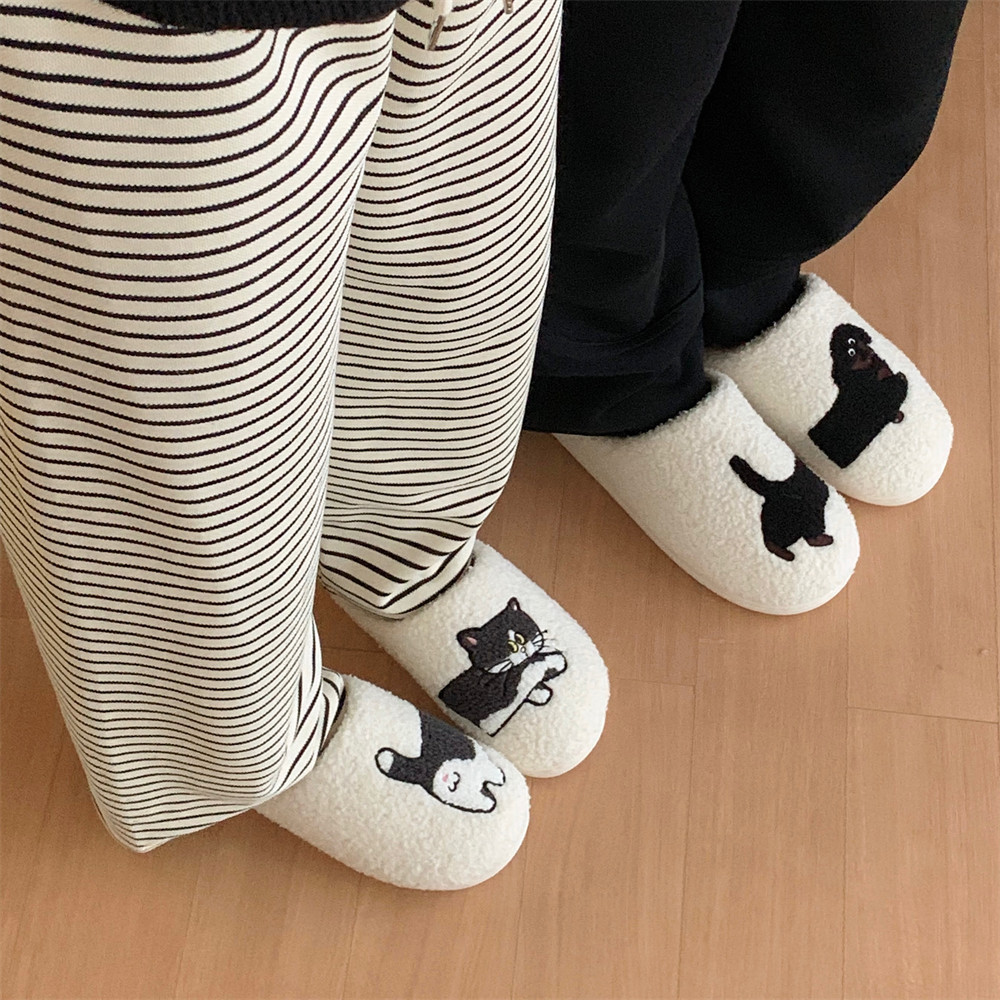 XIXITIAO Dép Cotton Thu Đông Ấm Áp Nam Nữ Cặp Đôi Mèo Con Dễ Thương Chó Con Nhà