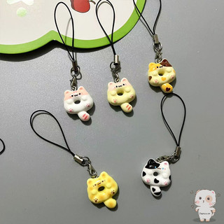 【Chamvn】Dây đeo điện thoại hình chú mèo dễ thương hình bánh rán hoạt hình vui nhộn Quà tặng cho bạn thân