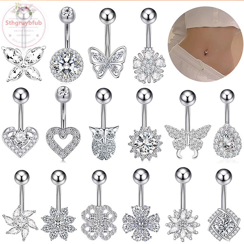 Sthb Cá Tính Gợi Cảm Trái Tim Bụng Nút Nhẫn Nữ Cô Gái Pha Lê Zircon Bụng Rốn Nhẫn Trang Sức Cơ Thể VN