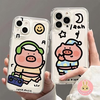 Dành Cho Redmi 13C Turbo 3 K70 K60 K50 K40 K30 Pro K70E K60E K50i K40S K30i K60 K50 K30 Ultra Gaming Trong Suốt Cặp Đôi Ốp Lưng Hoạt Hình Dễ Thương Đeo Tai Nghe Pink Pig