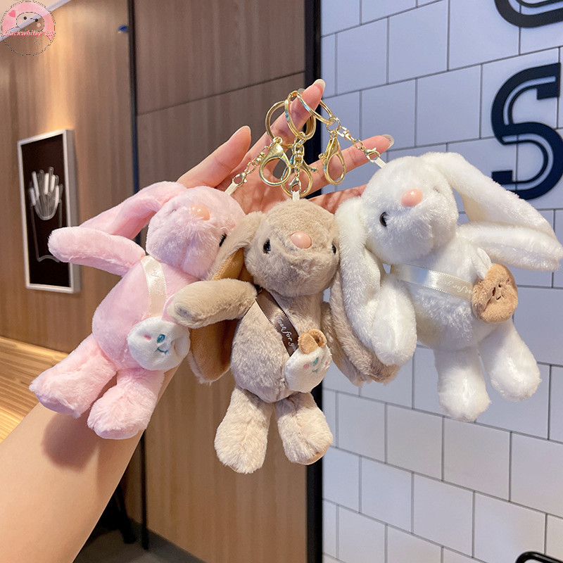Bwhte Sang Trọng Satchel Bunny Móc Khóa Thỏ Hoạt Hình Dễ Thương Móc Chìa Khóa Đồ Chơi Sang Trọng.