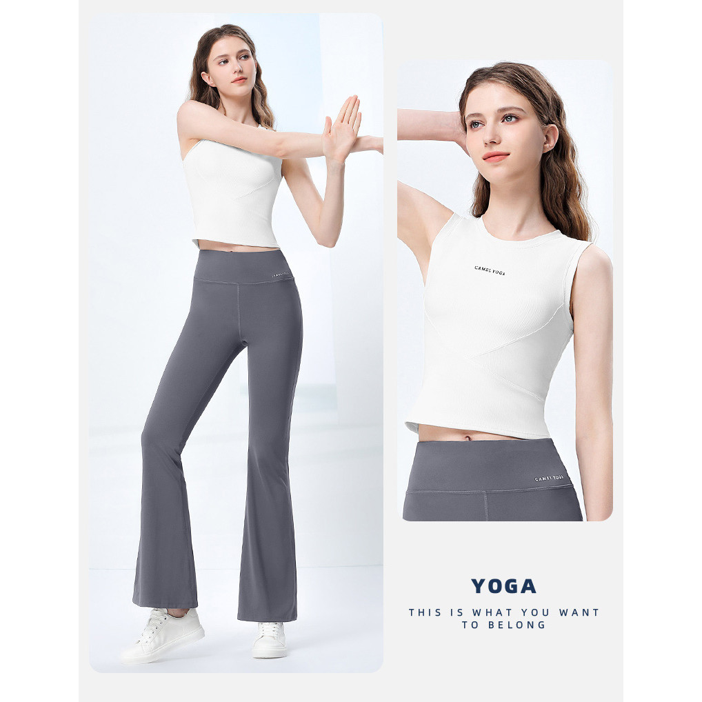 Ảnh CAMEL CROWN Nữ Yoga Áo Vest Thoáng Khí Dệt Kim Thể Dục Nhanh Khô Đế Lưng Thể Thao 3