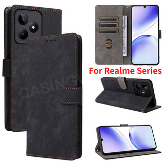 Vỏ Cho Realme C61 4G Realme C63 C51 C53 Note 80 70 70T Note50 Narzo N53 C33 4G 5G Vỏ Điện Thoại Da Lật Sang Trọng Khe Cắm Thẻ Ví Đứng Giá Đỡ Vỏ TPU Mềm Chống Sốc