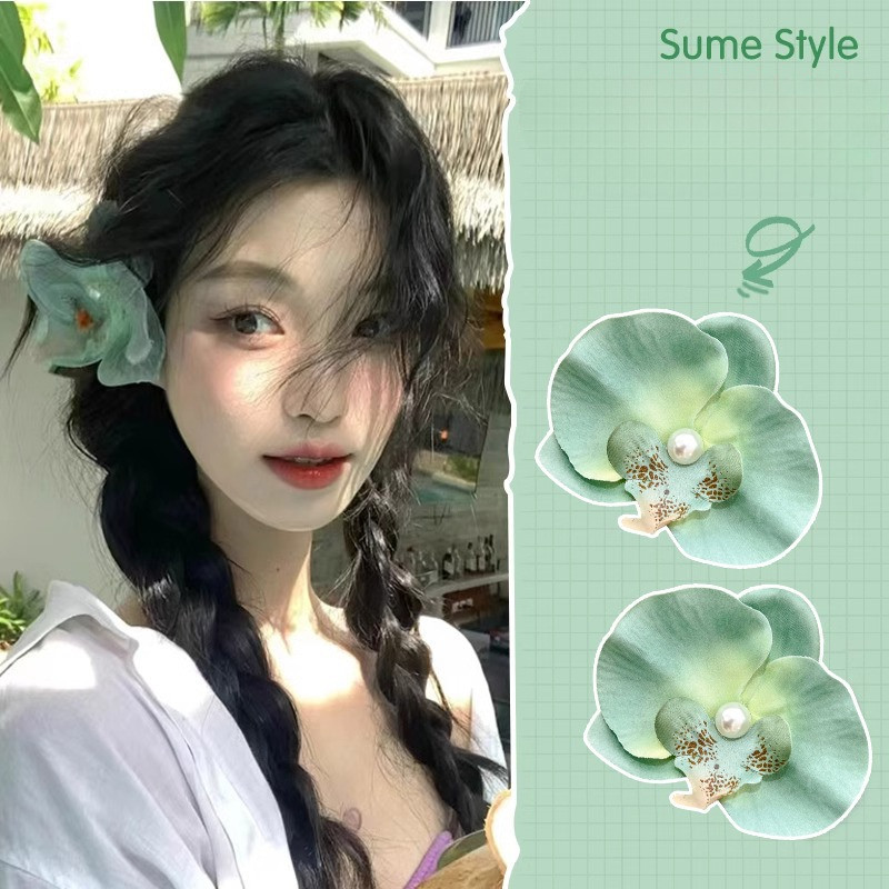 [Yunyuan] Không Khí Cao Cấp Hào Quang Phalaenopsis Hoa Kẹp Tóc Cô Gái Trái Tim Bên Kẹp Tóc Trang Trí Hình Hoa Mũ Đội Đầu