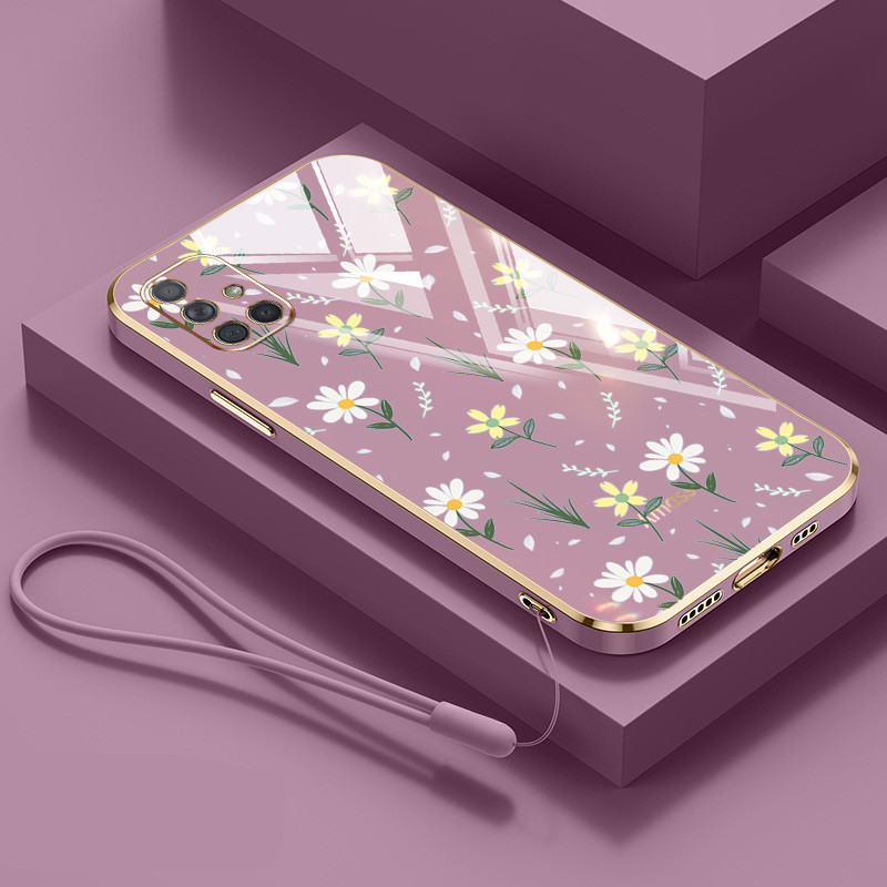 Ốp Điện Thoại YBD Cho Samsung Galaxy A31 A51 A71 4G M51 M31 Prime M30S Hoa Nhỏ Sang Trọng Mạ Điện Silicon Chống Rơi Vỏ Bảo Vệ Điện Thoại