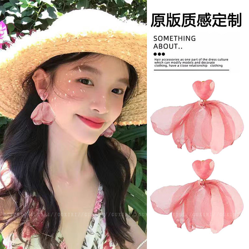Hoa Hồng Bông Tai Mùa Hè Nữ Phong Cách Mới Ánh Sáng Sang Trọng Biển Kỳ Nghỉ Phong Cách Bông Tai Bông Tai
