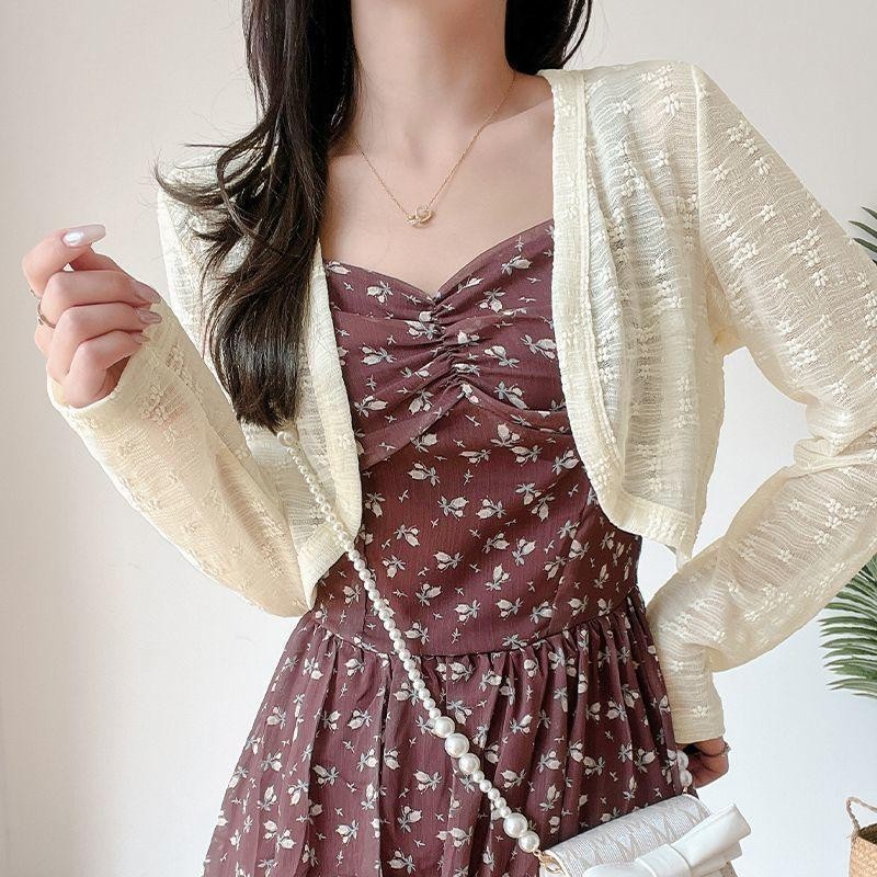 Áo cardigan , Áo khoác lưới hoa nổi điệu đà - A236 Nhung Nữ Top Women Voi