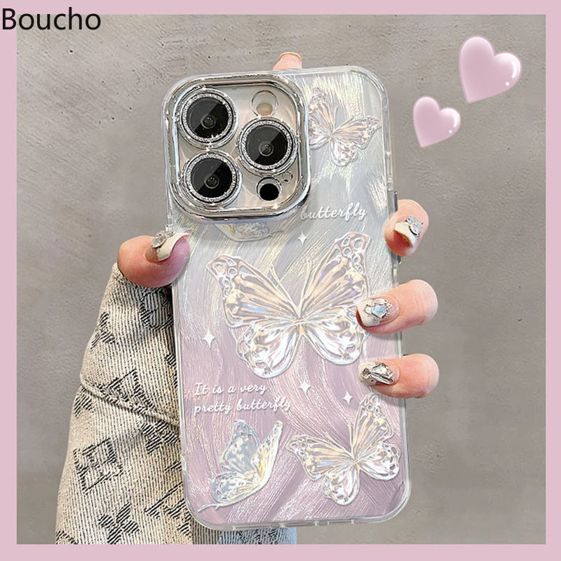 Dành Cho iPhone 15 Pro Max 14 Plus Tranh Sơn Dầu Thời Trang Bướm Ốp lưng Có Dây Xích Cho iPhone 11 12 13 14 Pro Max 15promax Mềm IMD Chống Sốc Với Ống Kính Phim Mặt Sau