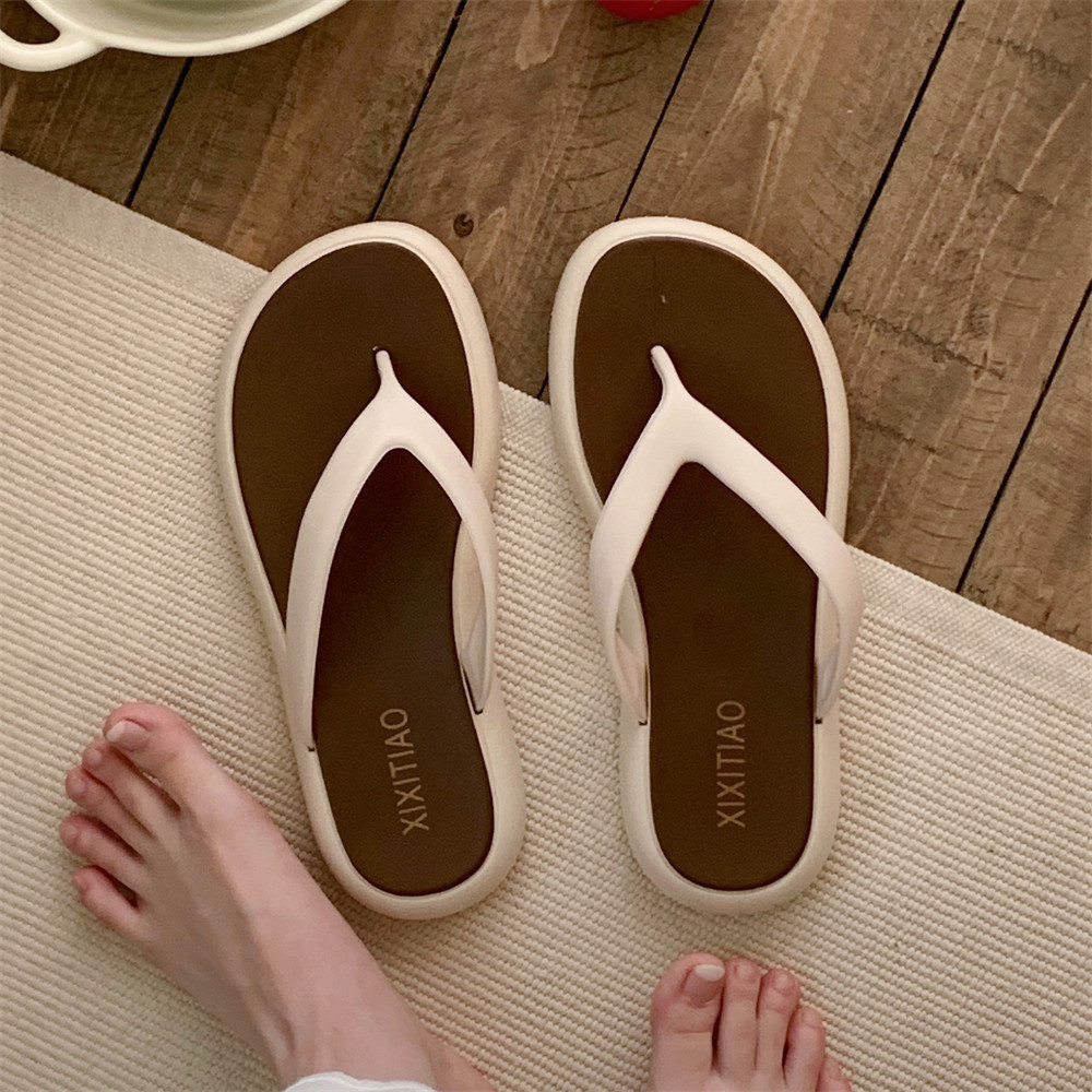 Xixitiao Flip-Flops Phong Cách Hàn Quốc Phong Cách Đơn Giản Flip-Flops Nữ Màu Sắc Phù Hợp Với Phong Cách Cổ Tích